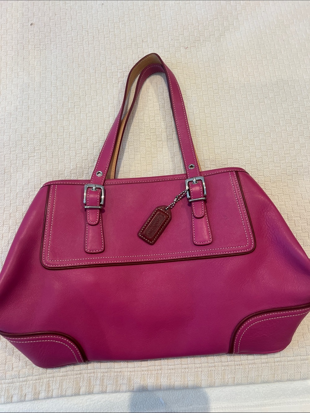 Coach Pink Leather Shoulder Bag with Branded Tag